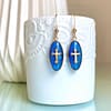 Boucles d’oreilles Ovales Croix - Bleue – Image 2