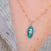 Médaille Ovale Hippocampe - Turquoise