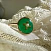Bague losange et micro perle verte taille 54