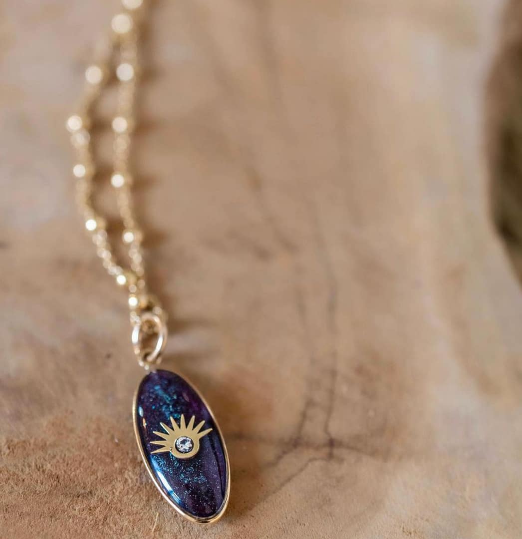 Médaille Ovale Oeil sertie d’un Diamant - Prune – Image 2