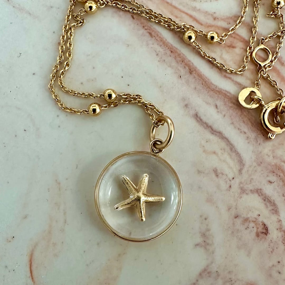 Médaille "S" Étoile de Mer fine - Transparente