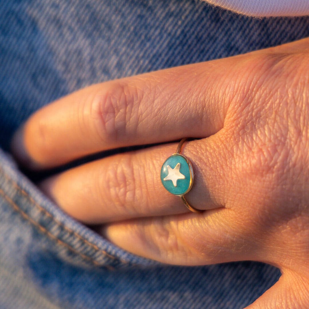 Bague "T54" Étoile - Bleue turquoise