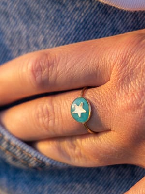 Bague "T54" Étoile - Bleue turquoise