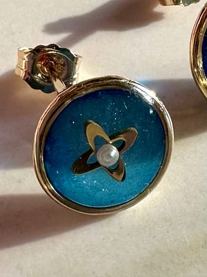 Boucles d’oreilles puce croisillon - bleu nuit