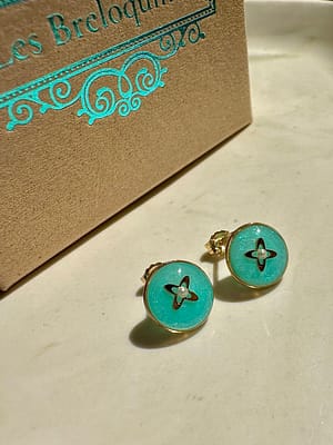 Boucles d’oreilles puce bleu   Croisillon - turquoise