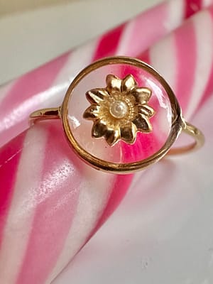 Bague fleur transparente taille 52