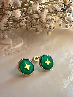 Boucles d’oreilles puce étoile - verte
