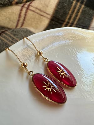 Boucles d’oreilles ovales cœur ensoleillé - bordeaux