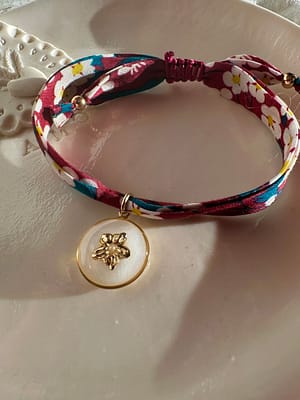 Bracelet Liberty prune fleur nacré