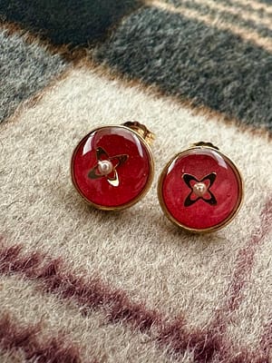 Boucles d’oreilles puce croisillon - bordeaux