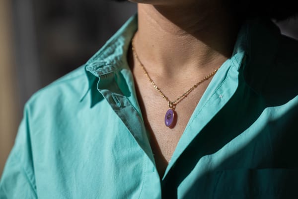 Médaille ovale lilas cœur ensoleillé – Image 3