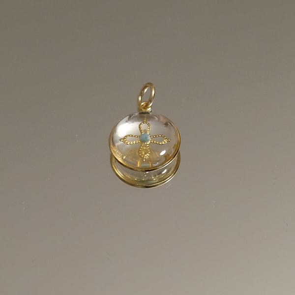 Médaille croix et petite turquoise