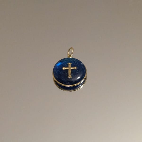 Médaille Croix Baroque - Bleu