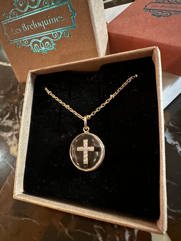 Médaille "S" Croix Perlée - Transparente – Image 2