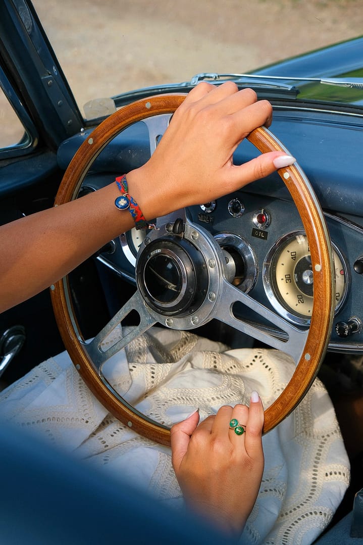 Bracelet trèfle bleu imprimé paisley orange – Image 2