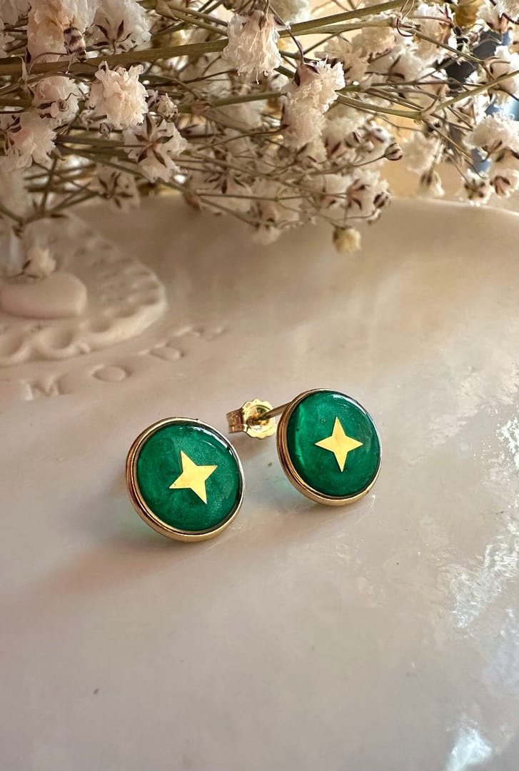 Boucles d’oreilles puce étoile - verte