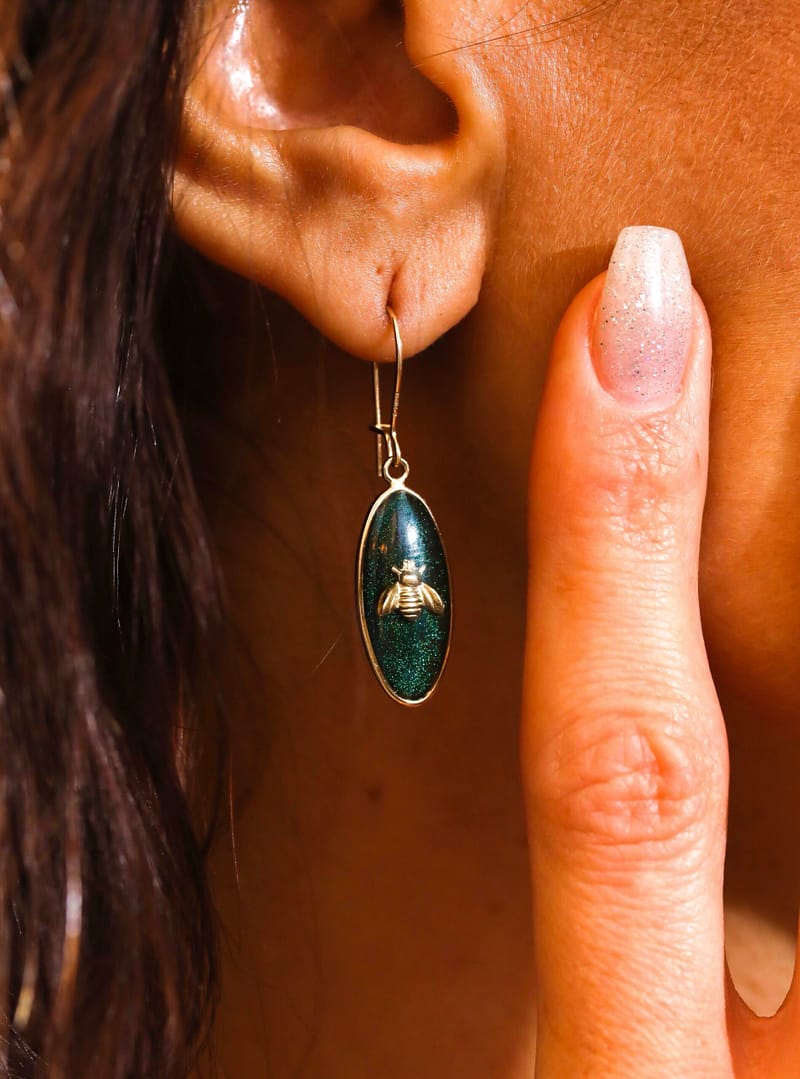 Boucles d’oreille Ovales Serpent - Noir irisé