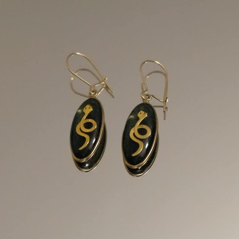 Boucles d’oreille Ovales Serpent - Noire