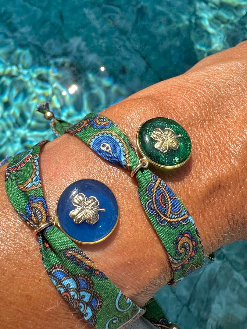 Bracelet trèfle vert imprimé paisley vert – Image 2