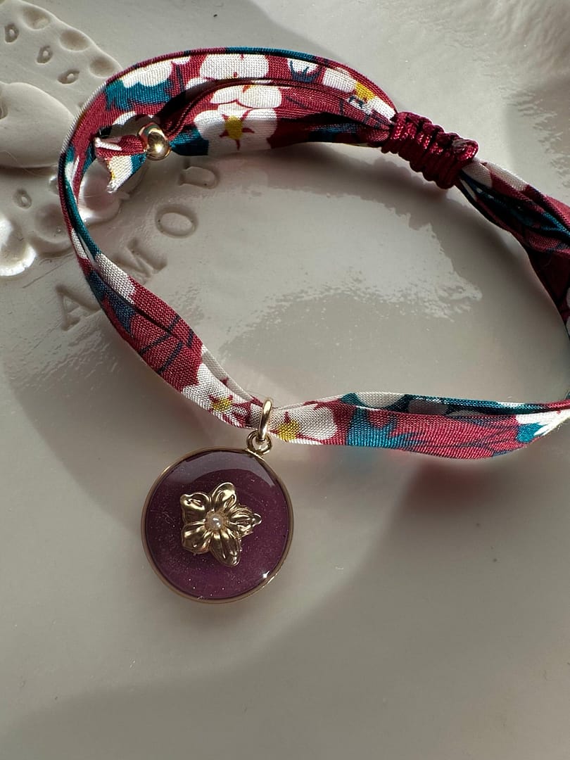 Bracelet Liberty prune fleur prune