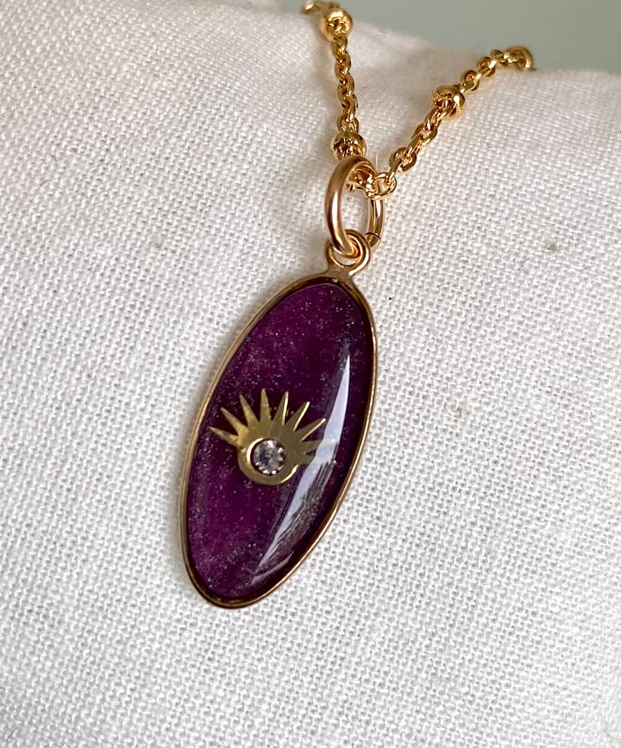 Médaille Ovale Oeil sertie d’un Diamant - Prune – Image 3